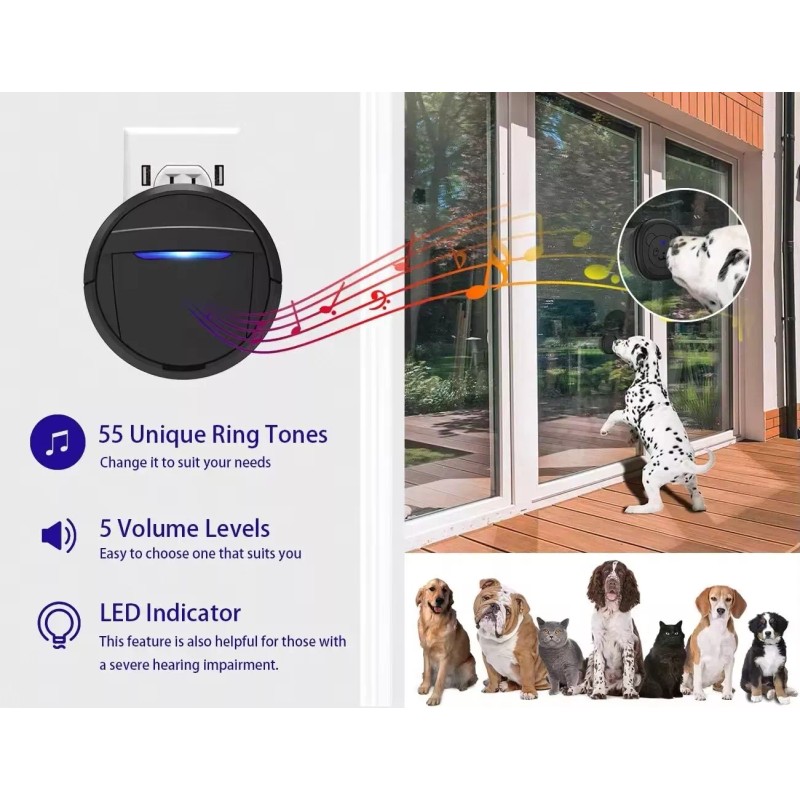 Pet Daily Kit Wireless Pet Bell Doorbell for Cats,Dogs,Pet Training