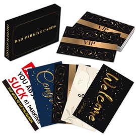 JULEASEL Funny Bad Parking Cards, 50 Cards with 5 Designs Perfect for Shaming Awful Drivers, Funny White Elephant Gifts for Adults, Hilarious Gag Gifts Xmas Stocking Stuffers