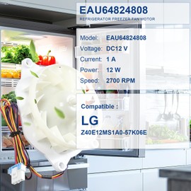 Upgraded EAU64824808 Refrigerator Evaporator Fan Motor Compatible with LG Fridge Radiator & Freezer Z40E12MS1A0-57K06E DC12V 1A 12W 2700 RPM