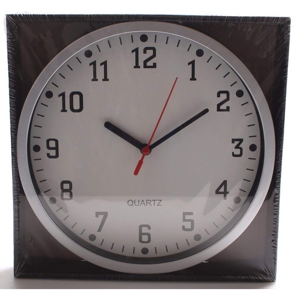 REAL ACCESSORIES® Stylish Modern Wall Clock with Silver Frame & White Dial. Easy Readable Big Numbers. Ideal for Any Room in Home, Office, School, Caravan, Garage.
