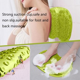 Eptchn SoleSpa – Hands-Free Silicone Foot Scrubber Mat with Suction Cups – Deep Cleaning Foot Brush & Back Massager Pad, Anti-Slip Foot Scrubber Mat for Shower Floor(Green)