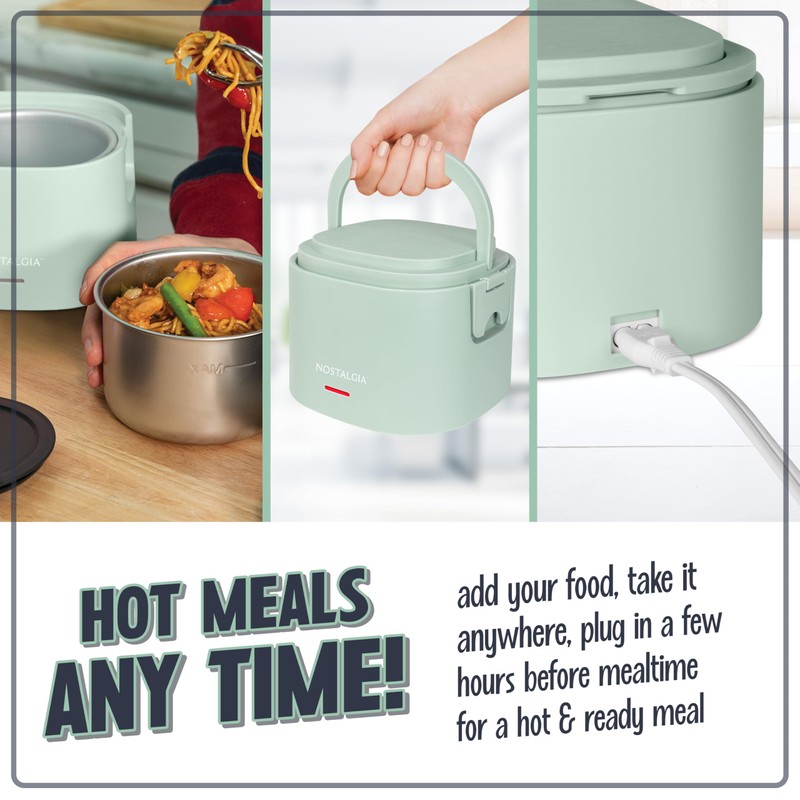 Nostalgia Portable 20-Ounce Electric Heated Lunch Box – Travel Size