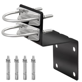 XRDS-RF Antenna Mount Kit, Black-Coated Pole Mount Bracket with Double U-Bolts Clamp V Jaw Bracket for Outside Home Antenna Holder 1 Set