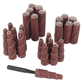 SI FANG 25Pcs Mini Sanding Engine Porting and Polishing Assortment Kit, 1-1/2 & 2inch Sanding Cartridge Rolls/Cone Spiral Rolls Full Taper Assorted Set (80/100/120/240 Grits) with 1/4'' Mandrels