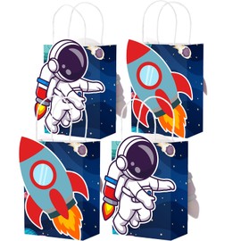 MotiMind 16 Pcs Outer Space Party Favor Bags with Handles Astronaut Gift Bags for Galaxy Space Theme Party Supplies