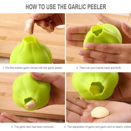 Garlic Press, Stainless Steel Garlic Press, Home Garlic Press, Stainless Steel Garlic Press with Garlic Peeler and Cleaning Brush