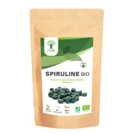 Organic Spirulina - BCAA Iron Vitamin A 65% Protein 17% Phycocyanin - Pure and No Additives - Dietary Supplement - 500mg/Tablet - EU Packed - Organic Certification - 600 Tablets