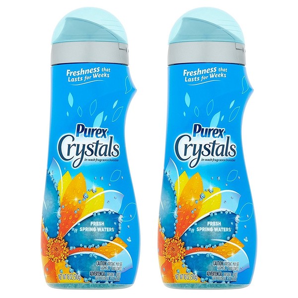 Purex Crystals Laundry Enhancer - Fresh Spring Waters - Long-Lasting Freshness - Net Wt. 18 OZ (510 G) Each - Pack of 2