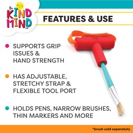 T-Shaped Grip Tools - The Kind Mind Company™ Adaptive Art, Accessibility Aid for Kids & Adults, Mobility Aid for Painting, Drawing, Gripping - Small, 2-Pack