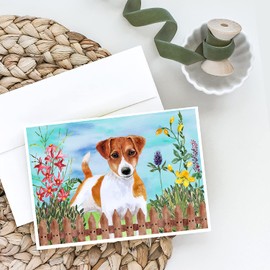 Caroline's Treasures Jack Russell Terrier Spring Greeting Cards and Envelopes Pack of 8