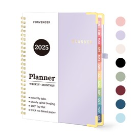 Forvencer 2025 Weekly and Monthly Planner (January 2025 - December 2025), 6" x 8", Hardcover 2025 Calendar Planner with Tabs, Spiral Daily Agenda Book with Inner Pocket, Cute Planner Organizer Notebook for Office Home School, A5, Purple
