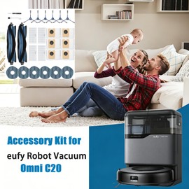 Pmosata 20-Piece Omni C20 Accessory Set for the Eufy Omni C20 Robot Vacuum, Including 2 Roller Brushes, 4 Filters, 6 Side Brushes, 6 dust Bags and mop Pads, 1 Cleaning Tool, and 1 Screwdriver