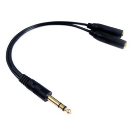 DHSKZRMJ Gold Plated 6.35mm 1/4" TRS 3-Pole Stereo Male to 2 x 6.35mm TRS Stereo Female Audio Splitter Adapter Cable 36cm