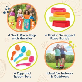 B. toys - Outdoor Toy - Sack Bouncing Sacks & Tripod Bands - Egg Running Game - Children's Birthday Games - Garden Toy from 5 Years - Egg Racing