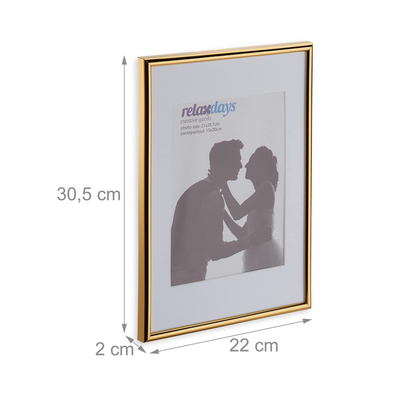 Relaxdays Photo Frame Set of 2, A4 Size, Passepartout 15