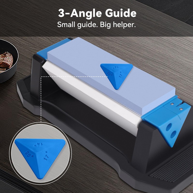 Wanttik Knife Sharpening Stone, 3 Sides Grit 400/1000/5000, Whetstone Knife