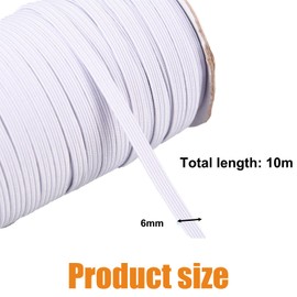 White Flat Elastic 6mm x 10m – Premium Sewing Elastic for Crafting, DIY Projects, and Garment Making – Soft, Durable, Stretchable, Ideal for Waistbands, Waistbands, and Sewing Needs