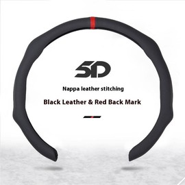 Napa Nappa Leather Centering Mark Steering Wheel Cover Quick Turn Non-Slip Breathable Ultra-Thin Universal Grip Cover Suitable for Four Seasons car accessories - Color: Napa Black