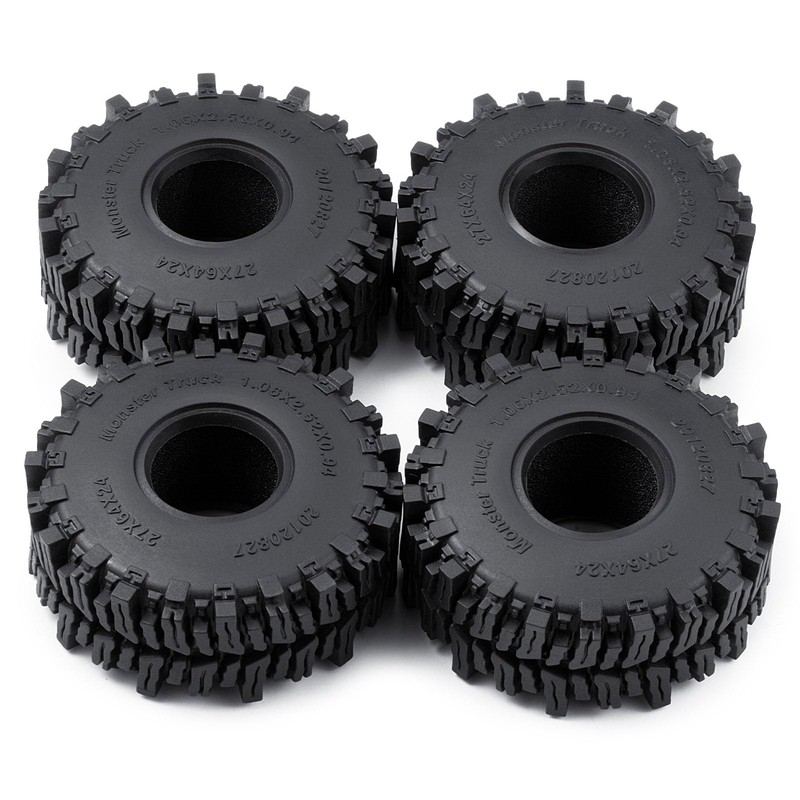 JGGZONE 4Pcs 1.1" RC Rubber Crawler Mud Terrain Tires Super