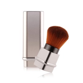 RN BEAUTY Retractable Kabuki Makeup Brushes Foundation Brush Powder Brush Blush Brush Bronzer Brush Face Blender Brush Professional Mineral Blending Buffing Portable With Cover - Silvery