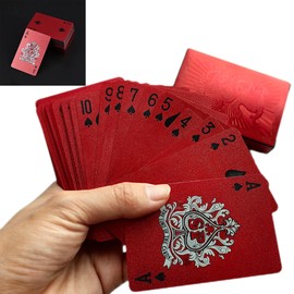 syiyunran Plastic Waterproof Playing Cards - Red Dragon Pattern Card Deck 1 Deck, Dimensions 5.7 x 8.7 cm, Gold Foil Creative Card Game Face Frosted Poker Cards