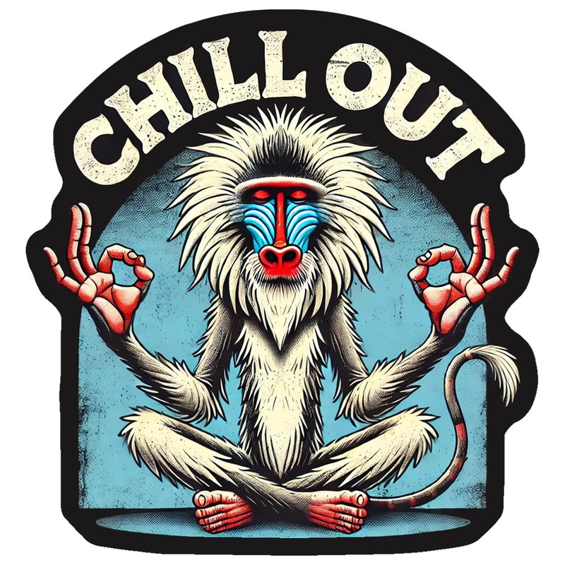 Meditation Monkey Sticker Pack, Chill Out Design, 3 Count, Rafiki