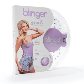 blinger Gem Z Starter Set with blinger Styling Tool + 75 Precision-Cut Glass Crystal- Lavender, Pale Pink, Twinkle Blue  Heatless Haircare - Color: Sea Lavender