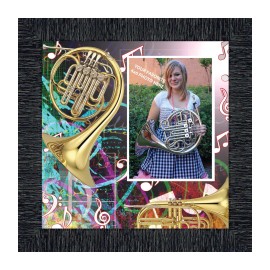 Crossroads Collections French Horn, Marching Band, French Horn Gifts for Her Picture Frame, 10X10 3510 - Charcoal w/ Cut Out