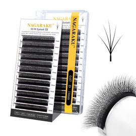 NAGARAKU 5D W Shape Eyelash Extension VERSION 3.0 lash Supplies Natural Soft Volume 0.07mm D curl 14mm Premade Fans PBT Matte Black Cluster W Lash Easy Fanning False Lashes yy Lashes Wheat Spike Shape