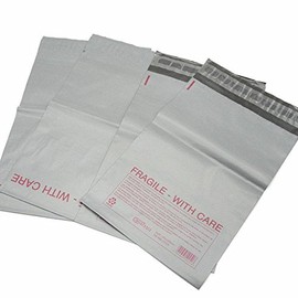 Heavy Duty Polythene Mailing Postal Mailer Bags Shipping Grey with Red Fragile(B00-120x215mm (4.72'' x 8.46''),100)