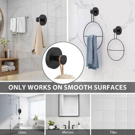 Suction Cup Hooks for Shower 2PCS, Towel Hooks Bathroom, Suction Cup Hooks for Showers, Bathrooms, Kitchen