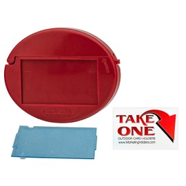 Vehicle Business Card Bin with Lid Holds 3.5" x 2" Contact Information Cards Stick On Advertising Box Red Plastic On The Go Caddy by Marketing Holders