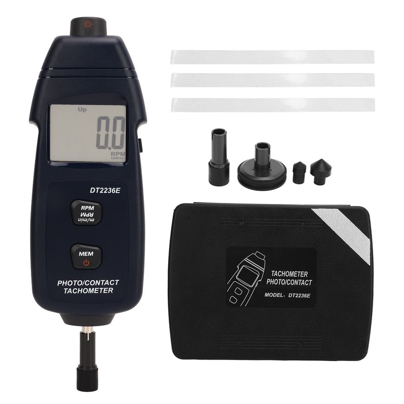 Digital Tachometer Handheld White Backlit Auto Data Save Non Contact