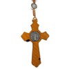 Nazareth Store Wood Beads Rosary Necklace Saint Benedict Medal &