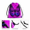 Sotunad Purple Butterfly Drawstring Backpack Beautiful Insects Chrysanthemum Background for