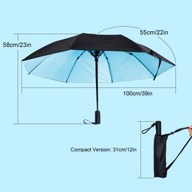 WOOLALA UV Sun Umbrella with Fan, Portable Cooling Fan Umbrella UPF 50+ Foldable Umbrella for Sun & Rain, USB Rechargeable Travel Umbrella Personal Fan for Heatstroke, Hot Days