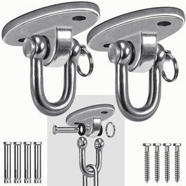 SELEWARE 2 Pieces 2000 lb Capacity Stainless Steel 180° Swing Hangers, Heavy Duty Swing Hooks for Concrete Ceiling Wooden, Hanging Hardware for Por Porch Playground Hammock Gym Swing Sets