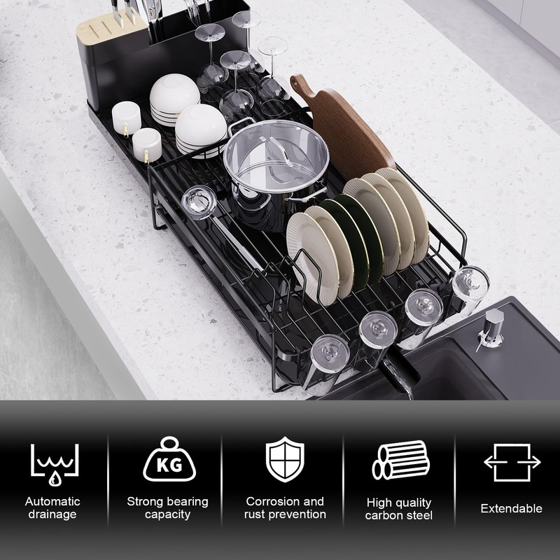Runnatal Large Dish Drying Rack with Drainboard Set, Dish Rack,