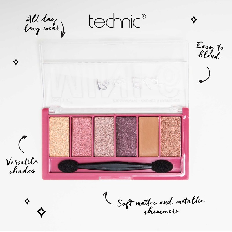 Technic Mini Edit 6 Eyeshadow Palette, Long Lasting and Blendable