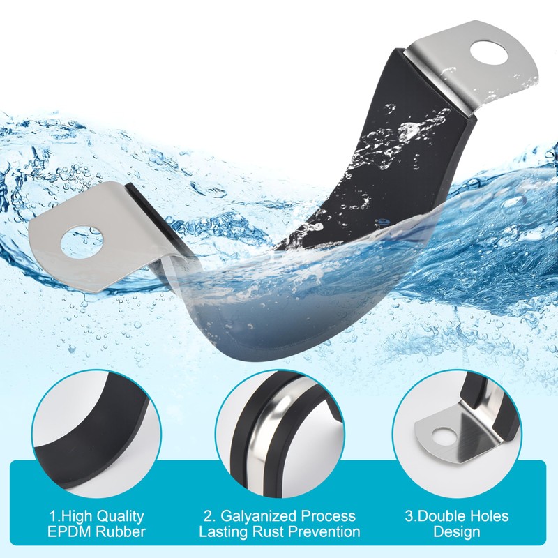 2-3/8 Inch 10 PCS 2 Holes Rubber Cushioned U Bracket