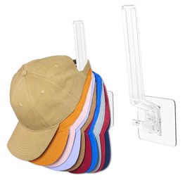 Adhesive Baseball Hat Organize for Wall, Ball Caps Hooks Storage, No Drilling Hat Rack Wall Mount, Hat Hanger for Baseball Cap Display, Clear, 2 Pack