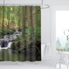 ZXMBF Nature Shower Curtain Flowing Stream Forest Waterfall Natural Landscape