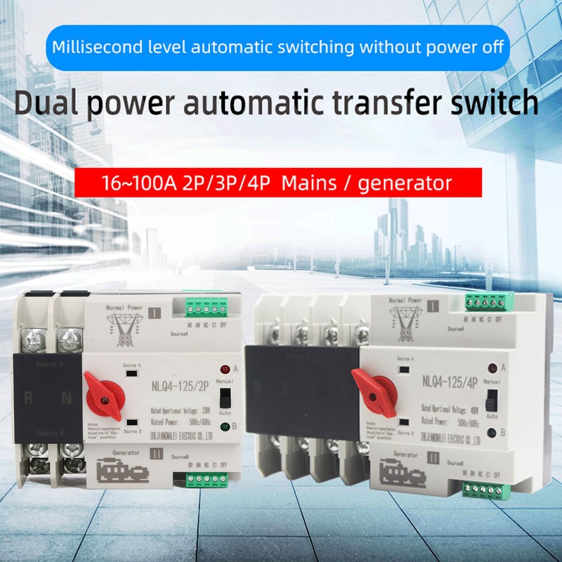 2P Dual Power Automatic Transfer Switch Generator Uninterruptible Changeover Switch