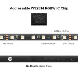 BTF-LIGHTING WS2814 4-in-1 RGBW Addressable LED Strip RGB+Warm White 5050SMD+WS2814 RGB IC 5M 300LEDs DC24V PCB Black IP67 Waterproof Dream Colour for Home Decoration DIY Project