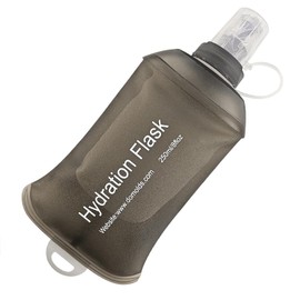 AXEN 250ml Soft Flask TPU Foldable Running Hydration Flask, Soft Collapsible Water Bottle for Hydration Pack Cycling Marathon Running Hiking, Grey