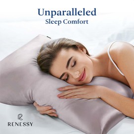 RENESSY Organic Silk Pillowcase 50 x 75 cm - 100% Organic Mulberry Silk, 22 Momme, Naturally Hypoallergenic, Promotes Hair and Skin Health, 1 Piece (Pale Lavender)