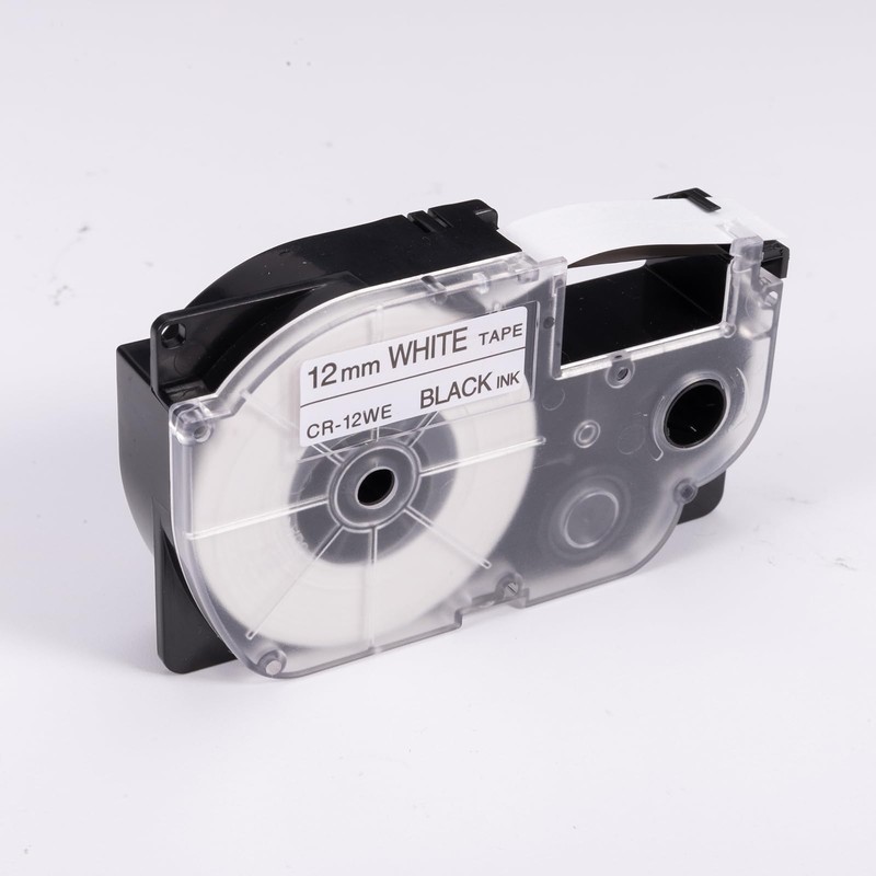 Compatible 12mm White Casio Nameland Tape, 2 Pieces Black Letters