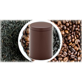 Domestic coffee & tea canister [Coffee & Tea Canister] 200 – G, Moisture-Proof Ring Storage Tin/Brown Mat (Brushed)