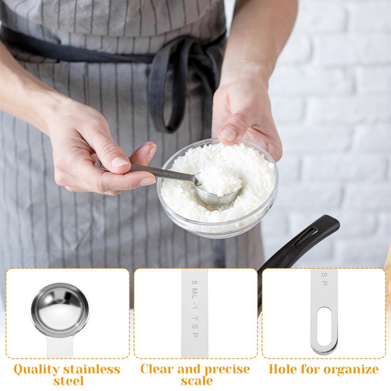 6 Pcs Stainless Steel Measuring Spoons Set, Metal Measure Spoons,