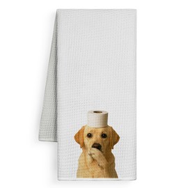 FGFK Funny Labrador Retriever Bathroom Hand Towels, Yellow Labrador Retriever Gifts, Funny Dog Hand Towels, Dog Bathroom Decor, Yellow Lab Gifts, 16x24 Inch